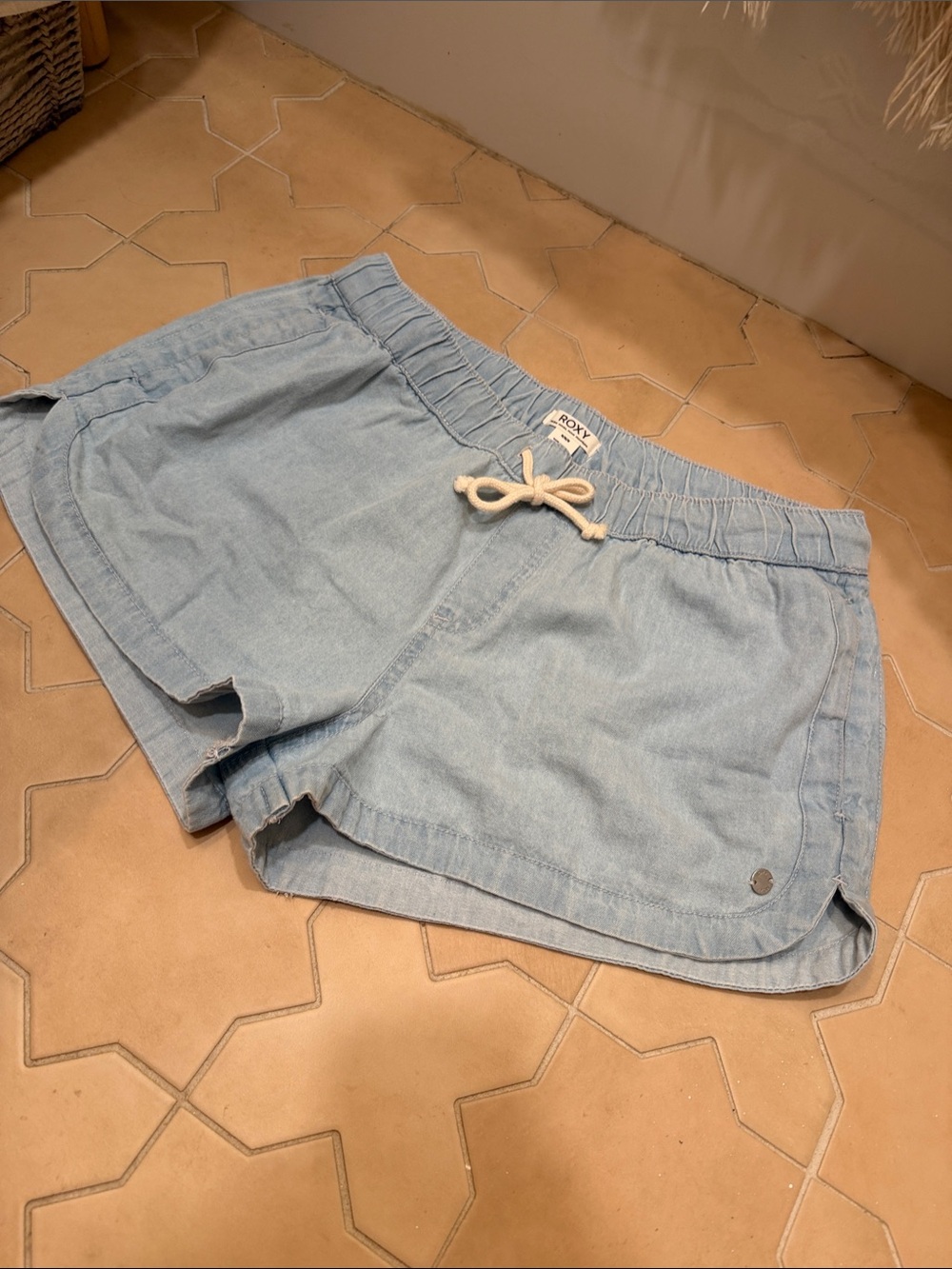 Roxy Light Blue Denim-Style Athletic Shorts